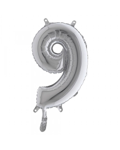 Numero h. 36cm, realizzato in mylar foil metalizzato gonfiabile ad aria attraverso la bocchetta alla base. Cannuccia inclusa nella confezione.