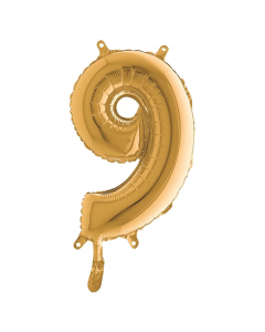 Numero h. 36cm, realizzato in mylar foil metalizzato gonfiabile ad aria attraverso la bocchetta alla base. Cannuccia inclusa nella confezione.