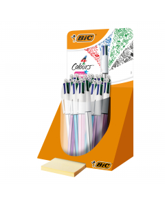 Assortimento misto con 20 penne a sfera 4 Colori Shine con inchiostri classici (blu, nero, rosso, verde) e fusto colorato metallizzato.