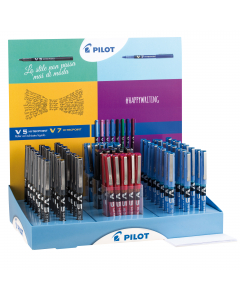 Espositore da banco con 60 pz Hi-Tecpoint V5: 24 nero, 24 blu e 12 rosso