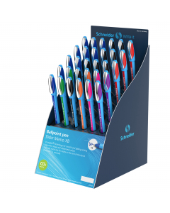 Assortimento Slider Memo XB (10 × blu; 9 × nero; 3 × rosso; 2 × verde, arancione, viola, fucsia)
Penna a sfera con tecnologia Viscoglide®
· Per una scrittura estremamente morbida e scorrevole
· Spessore del tratto Extra largo (XB)
· Inchiostro nero indele