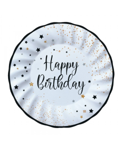 Piatti in carta con scritta Happy Birthday. Diametro Ø25cm.