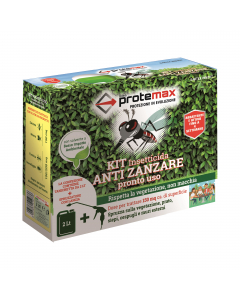 Kit insetticida anti zanzare pronto all'uso con sistema combinato lancia + tanica, permette di poter trattare una superficie più ampia. Il prodotto una volta spruzzato ha un’azione abbattente e snidante prolungata fino a 4 settimane contro molti insetti q