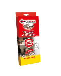 Blister contenente due Trappole adesive con attrattivo, protegge gli alimenti nelle dispense dall’attacco delle Tarme o Tignole delle derrate. Non cola, non sporca, non contiene insetticidi, la durata della trappola è di circa 3 mesi cadauna