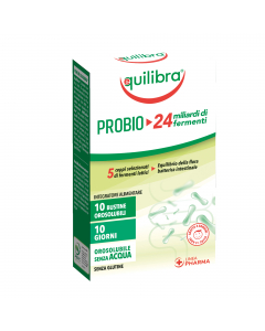 Probio 24 Miliardi Equilibra è un integratore alimentare a base di 5 diversi ceppi di fermenti lattici che contribuiscono all'equilibrio della flora intestinale. La flora batterica intestinale è l'insieme dei batteri che vivono nell'intestino dell'uomo. C