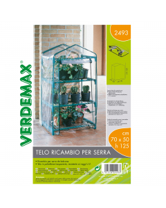Telo di ricambio per serra Azalea a 3 ripiani cod. 93377. In polietilene trasparente, resistente ai raggi U.V. Dimensioni: 70x50x125cm