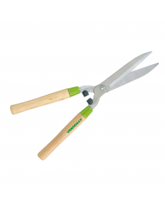 Tagliasiepi con lame dritte in acciaio rivestite in teflon. Manici in legno. Lunghezza totale 52cm. Lunghezza lame 22,5cm - peso 670g.