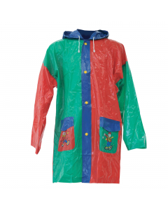 Ideale per proteggersi dalla pioggia e dal freddo. Realizzato in PVC di alta qualità e molto resistente. Dotato di cappuccio e due tasche.Taglia unica 6-8 anni.
