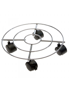Trolley portavaso in tondino d' acciaio Ø 30cm con 4 ruote pivottanti. Portata 60kg.