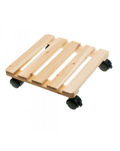 Trolley portavaso in legno quadrato 30x30cm con 4 ruote pivottanti. Portata 60kg.
