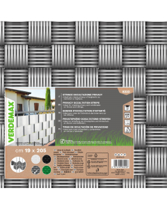 Striscia occultazione privacy. Ideale per creare privacy e frangivento su recinzioni e ringhiere. Trattamento anti UV. Fissaggio facile e veloce. Facile da pulire. Dimensioni 19x205cm. Colore: grigio.