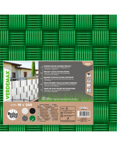 Striscia occultazione privacy. Ideale per creare privacy e frangivento su recinzioni e ringhiere. Trattamento anti UV. Fissaggio facile e veloce. Facile da pulire. Dimensioni 19x205cm. Colore: verde.