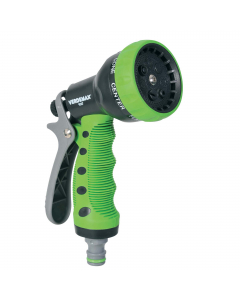 Pistola per irrigazione resistente agli urti agli agenti atmosferici e ai raggi UV. Impugnatura ergonomica. Corpo in plastica. Irrigazione con 7 diversi getti.
