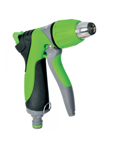 Pistola per irrigazione resistente agli urti agli agenti atmosferici e ai raggi UV. Impugnatura ergonomica. Corpo in alluminio. Irrigazione a spruzzo regolabile.