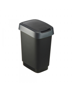 Pattumiera in PPL con doppia apertura: tradizionale su perno posteriore o basculante. Portasacchetti nascosto. Disponibili in 3 colori che permettono la differenziazione della raccolta. Pattumiera 25Lt - 33,3x25,2x47,6cm. Prodotto in Svizzera.