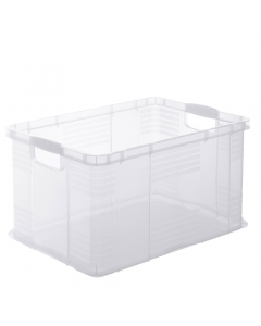Cassetta contenitore portaoggetti in PPL robusta e pratica. Dotata di maniglie per il trasporto. Contiene il formato A3. Dimensioni: 59x39x31cm (55Lt).