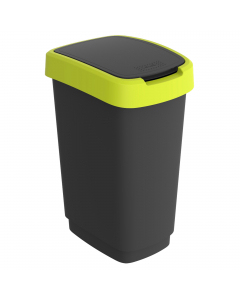 Pattumiera in PPL con doppia apertura: tradizionale su perno posteriore o basculante. Portasacchetti nascosto. Disponibili in  più colori che permettono la differenziazione della raccolta. Pattumiera 50Lt - 40,1x29,8x60,2cm. Prodotto in Svizzera.