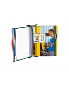 Set 10 pannelli di presentazione in PVC f.to A4 apertura sul lato corto, particolarmente resistenti per il bordo in filo d'acciaio. Compatibile con base cod. 47400.