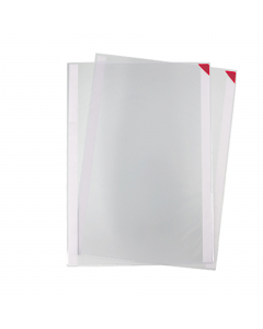 Robuste cartelline a L in PVC con retro adesivo, apertura a L e chiusura tramite magnete angolare rosso. Confezione da 2 pezzi, capaictà 10 fogli. Removibile e riutilizzabile. Dimensione: F.to A3 31,6x44,1cm. Colore: rosso