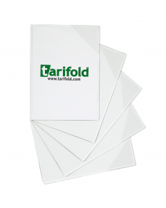 Cartelline a L in PVC antirflesso, retro magnetico, chiusura tramite flap angolare. Dimensione: F.to A5 157x216mm. Colore: trasparente.