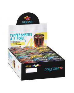 Espositore da banco con 18 temperamatite in design ergonomico. Dotato di 2 fori, contenitore per trucioli e lama in acciaio di lunga durata. Disponibile in 6 colori assortiti.