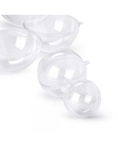 Sfera apribile ed appendibile in polistirene trasparente. Fornita senza divisorio. Made in Italy.