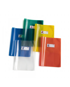 Coprimaxi in PP trasparente go?rato 145my, formato A4. Dotato di alette salva pagina e patelle interne in PP Glass di 110my.