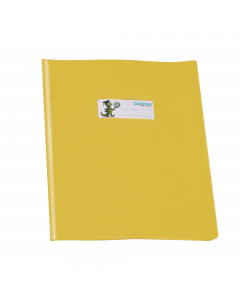 Copriquaderni in PVC lucido 220my, formato A5. Dotato di alette salvapagina in PVC seta 120my e patelle interne in PVC cristallo 120my. Tasca porta nome personalizzabile.