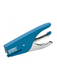 Cucitrice in acciaio con trattamento gommato che la rende piacevole al tatto e sicura nell'impugnatura. Capacità carica: 200 punti. Profondità cucitura 42mm. Cucitura: punto chiuso fino a 15fg. Utilizza punti Rapid 21/4.