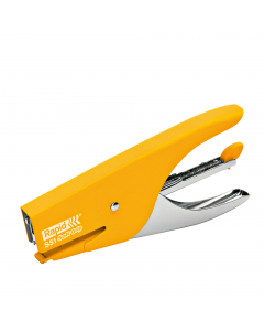 Cucitrice in acciaio con trattamento gommato che la rende piacevole al tatto e sicura nell'impugnatura. Capacità carica: 200 punti. Profondità cucitura 42mm. Capacità di cucitura fino a 15fg. Utilizza punti Rapid 21/4.
