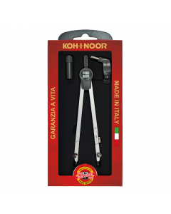 Compasso adatto ad uso scolastico e professionale. Garantiti a vita. Astuccio in plastica contenente 3pz: compasso, tubetto porta mine + allunga telescopica per cerchi fino a 155mm