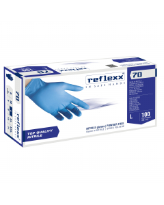 Guanti monouso in nitrile ambidestri. 100% senza lattice.
Prodotto resistente con larghissimo spettro di utilizzo: industria leggera, industria alimentare, laboratori, primo soccorso…
Finitura microruvida per aumentare la presa e la sensibilità tattile.
L