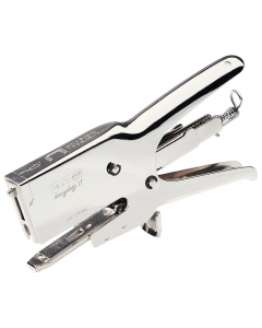 Cucitrice a pinza HD31 dotata di fermo per la sicurezza a mano. Usa punti industriali. Per cucire blocchi di carta, buste imbottite, piccole scatole. Carica punti posteriore. Capacità carica: 85 punti. Cucitura: punto chiuso. Profondità di cucitura: 65mm.