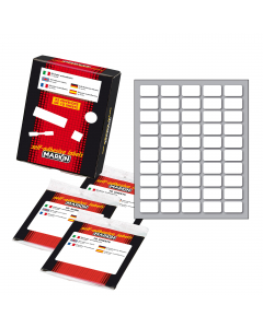 Busta da 10 fogli formato 125x152.5mm di etichette bianche permanenti. Ogni foglio contiene 50 etichette da 20x12mm.