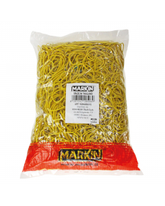 Sacchetto da 1kg di elastici in gomma gialla.