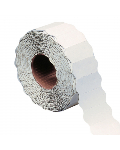 Etichette per prezzatrice MOTEX 2616/2616new/AIREX/METO/PRIX/TOWEL/OPEL. Rotolo da 1000 etichette rettangolari bianche a onda con adesivo permanente.