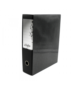 KingBox è un registratore indeformabile, lavabile e duraturo nel tempo, in cartone accoppiato da 2 mm di spessore, con rivestimento in resistente polipropilene goffrato. Dotato di propria custodia in cartone accoppiato nero, con bordi rinforzati, e di mec
