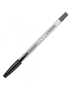 Penna a sfera STARLINE economica di ottima qualità. Fusto trasparente per il controllo del livello di inchiostro. Cappuccio e tappino nel colore dell’inchiostro. Punta fine 0,7mm. Colore: nero.