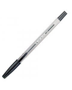 Penna a sfera STARLINE economica di ottima qualità. Fusto trasparente per il controllo del livello di inchiostro. Cappuccio e tappino nel colore dell’inchiostro. Punta media 1,0mm. Colore: nero.