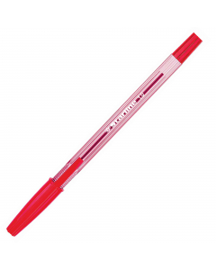Penna a sfera STARLINE economica di ottima qualità. Fusto trasparente per il controllo del livello di inchiostro. Cappuccio e tappino nel colore dell’inchiostro. Punta media 1,0mm. Colore: rosso.