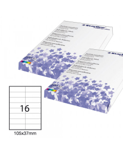 Etichette adesive bianche STARLINE utilizzabili con stampanti laser, inkjet o fotocopiatori. Adesivo permanente. Prive di margne di sicurezza lungo il perimetro. In scatola da 100 fogli formato A4. 

Caratteristiche di questo articolo:
• Codice: STL3028
•