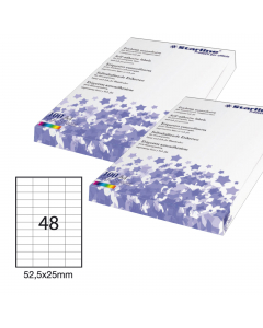 Etichette adesive bianche STARLINE utilizzabili con stampanti laser, inkjet o fotocopiatori. Adesivo permanente. Prive di margne di sicurezza lungo il perimetro. In scatola da 100 fogli formato A4. 

Caratteristiche di questo articolo:
• Codice: STL3051
•