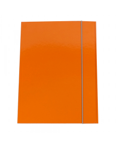 Cartella a 3 lembi Starline in cartone plastificato dai colori brillanti. Dorso cordonato. Chiusura con elastico di colore grigio chiaro. Struttura in cartoncino 600g/m² rivestito da una pellicola lucida in PP. Robusta e resistente ideale per conservare, 