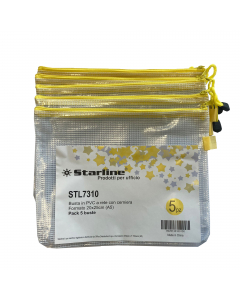 Busta STARLINE in robusto PVC a rete con cerniera di colore giallo. Ideale per documenti e piccoli oggetti.

Caratteristiche di questo prodotto:
Codice: STL7310
Tipologia di prodotto: Buste con cerniera per vari utilizzi
Formato utile: A5
Formato esterno: