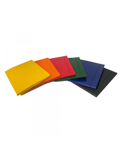Cartellina Starline con elastico tondo in robusto presspan lucido colorato in pasta da 1.1 mm di spessore. Cartellina fustellata con due alette interne. Chiusura mediante elastico tondo colorato in tinta. F.to chiuso h350x b260mm/ F.to utile h340x250mm. D