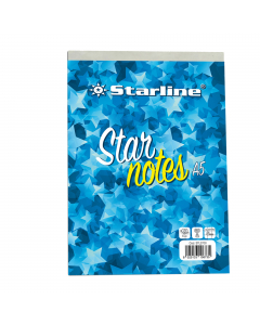 Blocco note formato A5 ideale per appunti e annotazioni. Rilegatura a punto metallico che garantisce ottima resistenza al blocco. 60 fogli in carta finissima da 60gr. Copertina goffrata colorata da 170gr e cartoncino di fondo robusto e resistente da 600gr