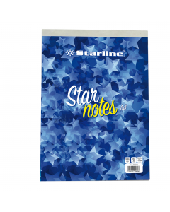 Blocco note formato A4 ideale per appunti e annotazioni. Rilegatura a punto metallico che garantisce ottima resistenza al blocco. 60 fogli in carta finissima da 60gr. Copertina goffrata colorata da 170gr e cartoncino di fondo robusto e resistente da 600gr