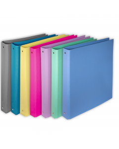 Pratici e resistenti i raccoglitori STARLINE con anima di cartone e rivestimento in polipropilene goffrato. Meccanismo ad anelli tondi da 30mm; formato utile 22x30cm. Formato esterno 28x32cm. Disponibili in mix 6 colori (carta da zucchero | fucsia | giall