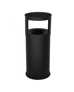 In acciaio verniciato. Ghiera superiore con griglia posacenere in acciaio verniciato nero rimovibile per permettere l'inserimento e lo svuotamento. Bordino inferiore antigraffio salva pavimento in plastica. 1kg di sabbia incluso. Dimensione: ØØ31x80cm.