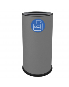 Contenitore tondo 2 scomparti con 4 pittogrammi per raccolta differenziata magnetici in acciaio verniciato. Dimensioni: Ø35xH72cm.